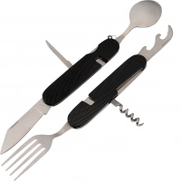 Многофункциональный походный нож 6-в-1 (ложка,вилка,нож), черный купить в Москве