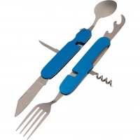 Многофункциональный походный нож (ложка,вилка,нож) 6-в-1, синий купить в Москве