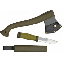 Набор Morakniv Outdoor Kit MG, нож Morakniv 2000 сталь Sandvik 12C27, цвет зеленый + топор купить в Москве