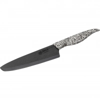 Нож кухонный Шеф Samura Inca 187 мм, чёрная циркониевая керамика, рукоять пластик купить в Москве