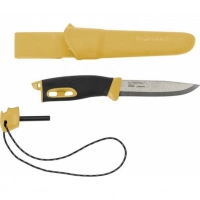 Нож с фиксированным лезвием Morakniv Companion Spark Black Yellow, сталь Sandvik 12C27, рукоять резина/пластик купить в Москве