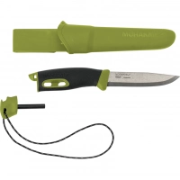 Нож с фиксированным лезвием Morakniv Companion Spark (S) Green, сталь Sandvik 12C27, рукоять резина/пластик купить в Москве