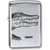 Зажигалка ZIPPO Alligator, с покрытием Brushed Chrome, латунь/сталь, серебристая, матовая, 36x12x56 купить в Москве