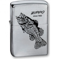 Зажигалка ZIPPO Black Bass Brushed Chrome, латунь с никеле-хром. покрыт., серебр., матов., 36х56х12мм купить в Москве