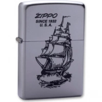 Зажигалка ZIPPO Boat-Zippo Satin Chrome, латунь с ник.-хром. покрыт., сереб., матовая, 36х56х12мм купить в Москве