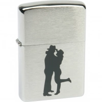 Зажигалка ZIPPO Cowboy Couple Brushed Chrome, латунь, ник.-хром. покр., серебр., матов., 36х56х12 мм купить в Москве