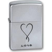 Зажигалка ZIPPO Love Satin Chrome, латунь с никеле-хромовым покрыт., серебр., матовая, 36х56х12 мм купить в Москве