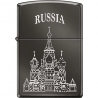 Зажигалка ZIPPO Собор Василия Блаженного, с покрытием Black Ice®, латунь/сталь , чёрная, 36x12x56 мм купить в Москве