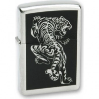 Зажигалка ZIPPO Tigre Satin Chrome, латунь с ник.-хром. покрыт., серебр., матовая, 36х56х12 мм купить в Москве