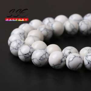 Wholesale Natural Stone Beads White Howlite Turquoises Beads 15" 4 6 8 10 12MM Bracelet Fit Diy Charm Beads For Jewelry Making